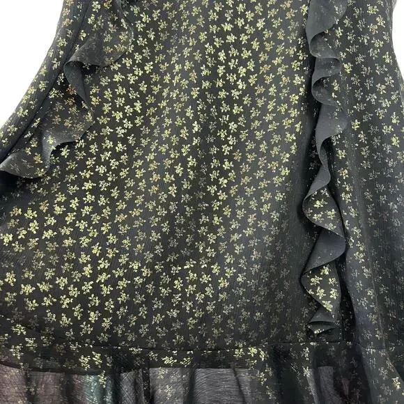 All Saints Derrell Black & Gold Ruffle Dress - Picture 13 of 15